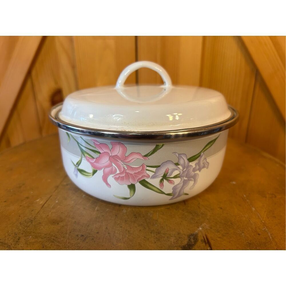 GMI Orchid Floral Porcelain On Steel Bowl With Lid (8463)